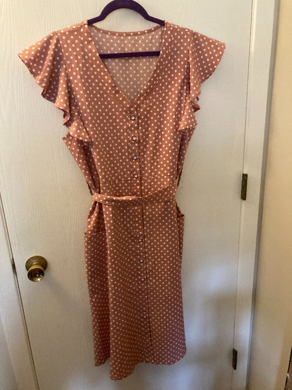 NWOT Vintage Style Polka Dot Belted Dress Women XL